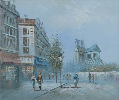 Lot 422 - Burnett, Notre Dame Cathdral, and another Parisian street scene