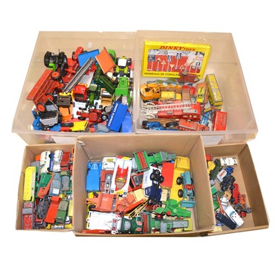 Lot 1170 - Five boxes of play-worn die-cast, including Dinky, Lesney, Matchbox and others.