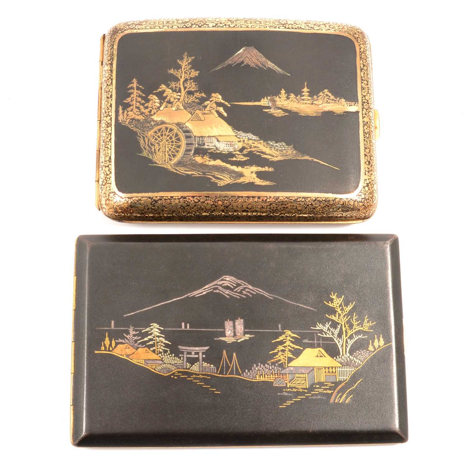 Lot 465 - Two Japanese Damascene Style Cigarette Cases.