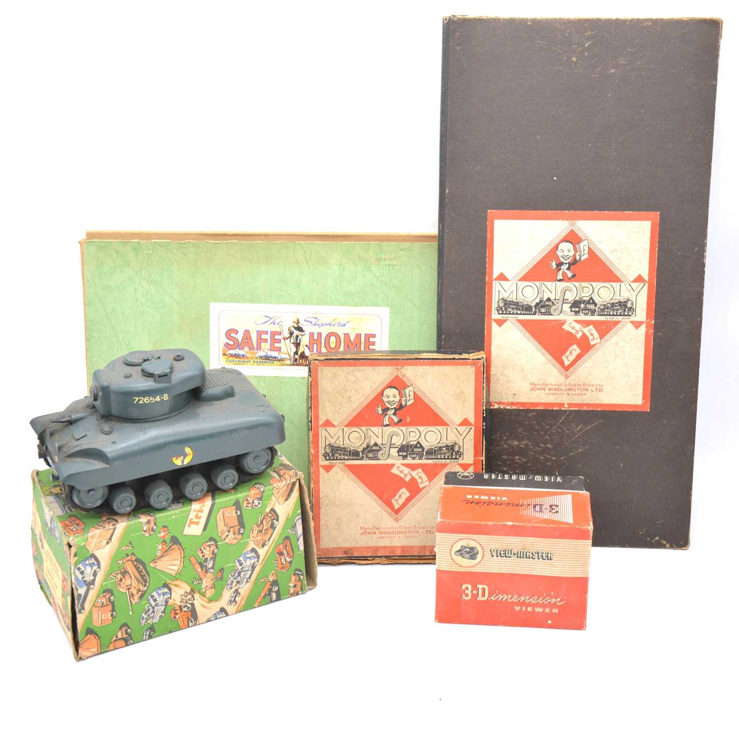 Lot 161 - Tri-ang ref M116 Sherman Tank, boxed and other games.