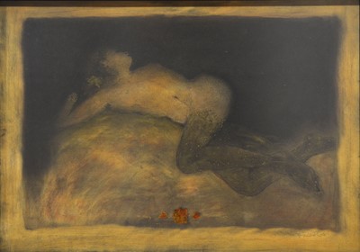 Lot 365 - Roy Fairchild-Woodard, reclining female nude with stockings.