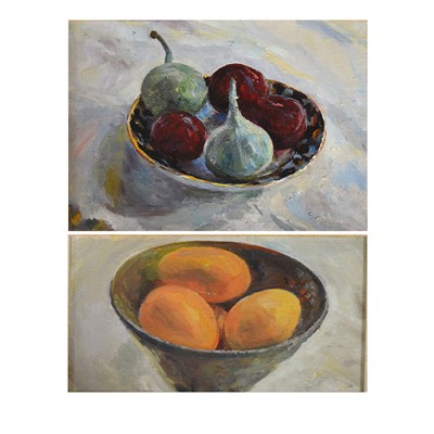 Lot 373 - Pat Porter, Figs and Plums II, and Three Fresh Eggs.