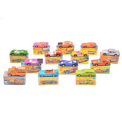 Lot 1120 - Matchbox Superfast die-cast models, thirteen boxed examples.