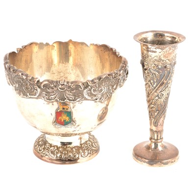 Lot 307A - Silver greenman bowl, James Fenton & Co, Birmingham 1935, and silver spill vase.