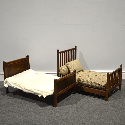 Lot 227 - Two dolls beds, one Edwardian with striped ticking fabric