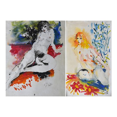 Lot 394 - Hendrik Grise, two female nude studies