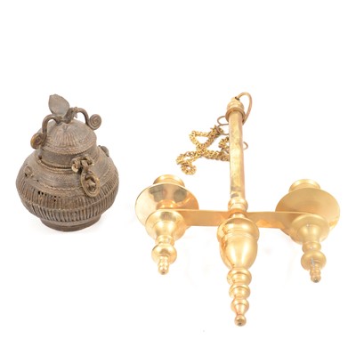 Lot 192 - Indian betel leaf holder, and candle-holder.