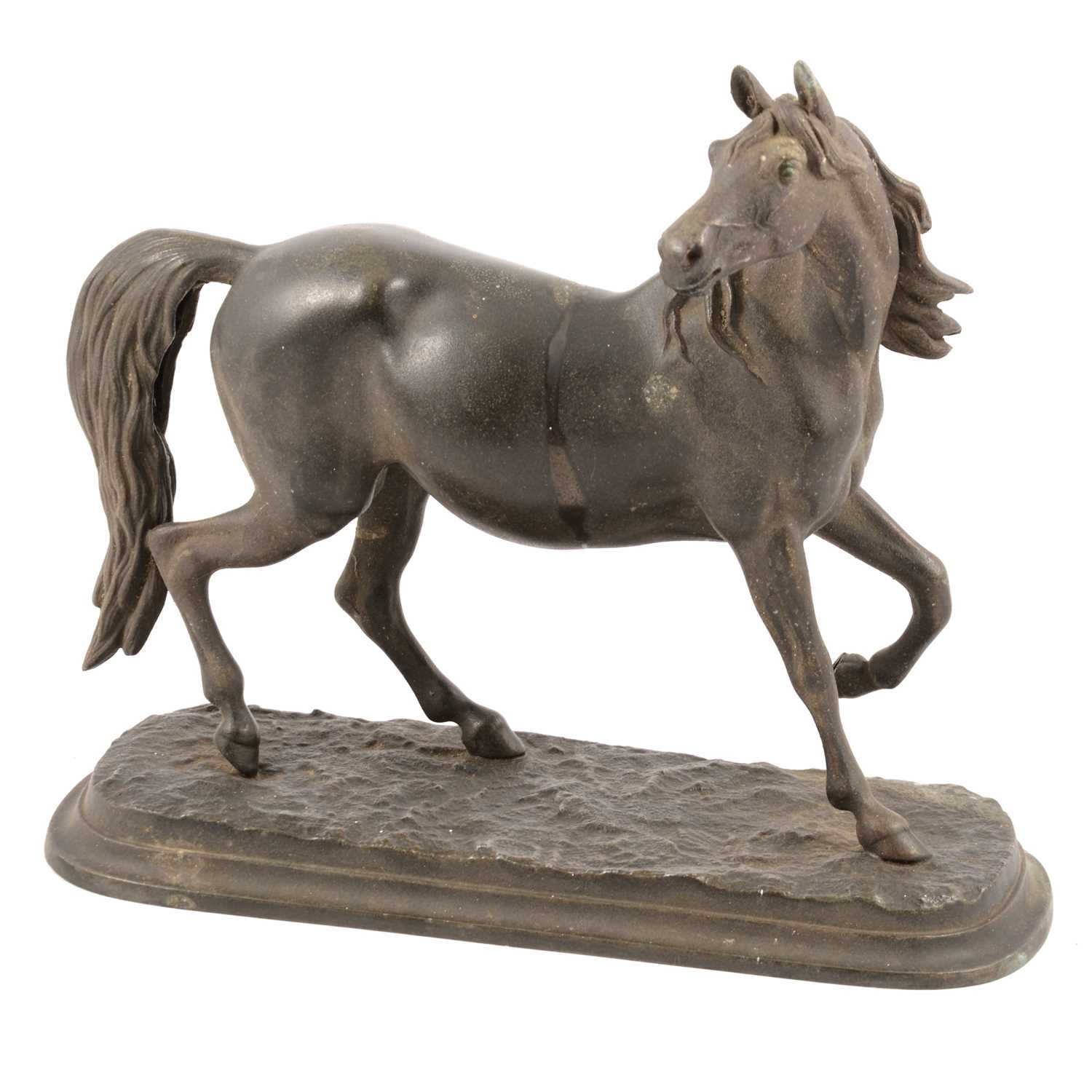 Lot 142 - French bronzed spelter model horse,