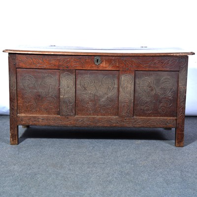 Lot 434 - Joined oak coffer, 18th Century