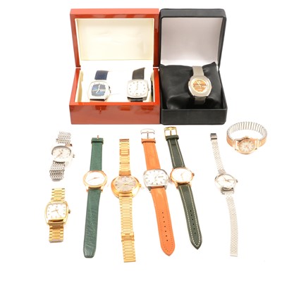 Lot 195 - Twelve vintage gentlemen's wristwatches, Nivada, Felca, Ricoh, Croton and Benrus.