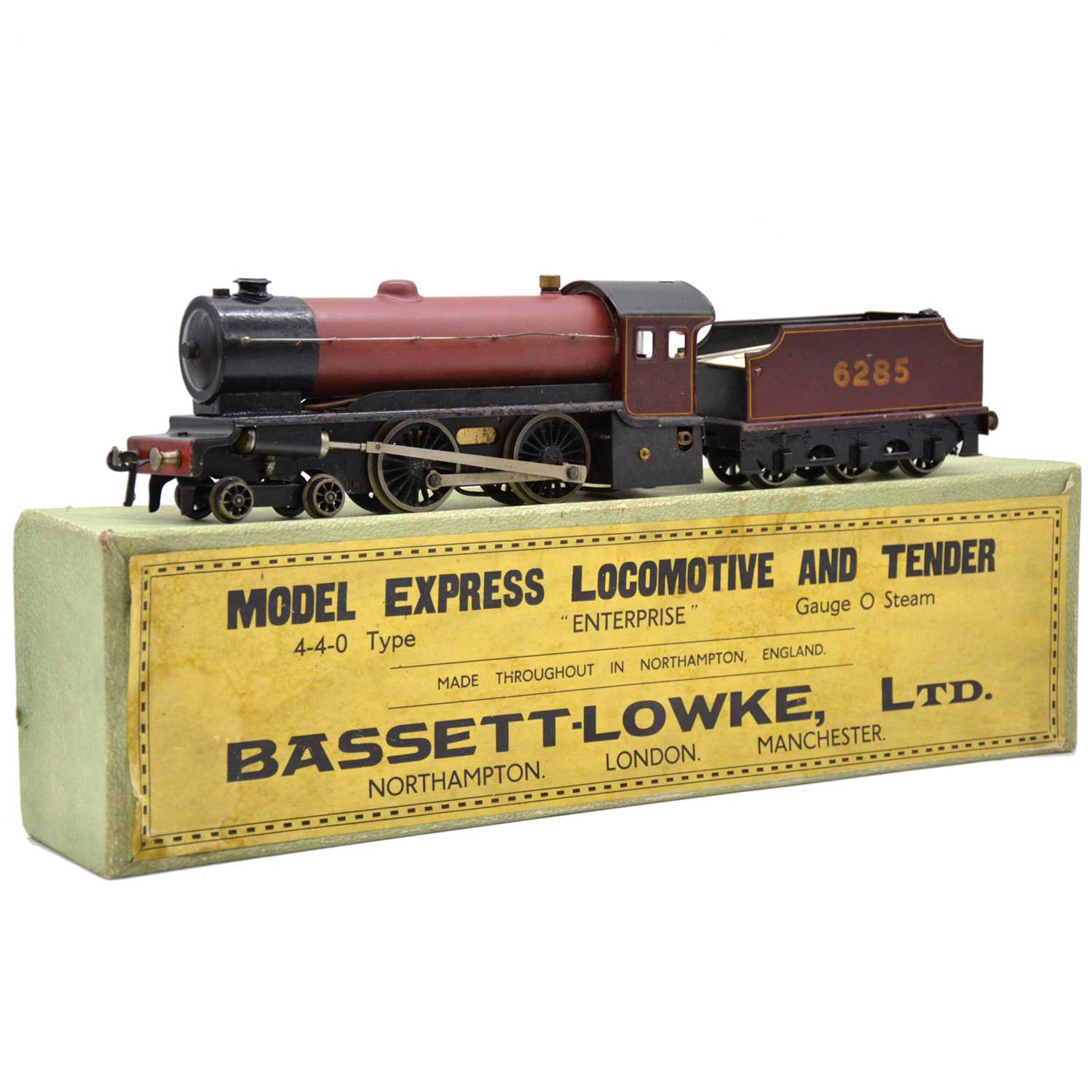 Lot 83 - Bassett Lowke O gauge live steam locomotive and tender, 4-4-0 type 'Enterprise'.