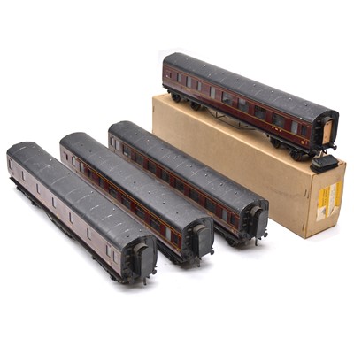 Lot 99 - Four Exley for Bassett-Lowke O gauge model railway LMS passenger coaches