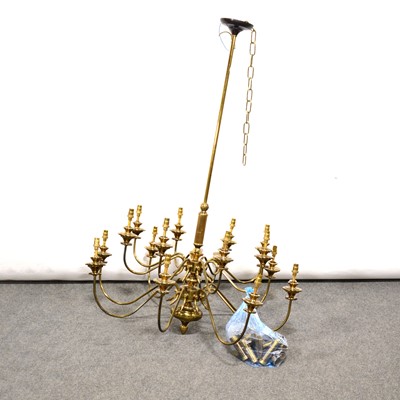 Lot 482 - Modern Dutch style lacquered brass 16-light chandelier