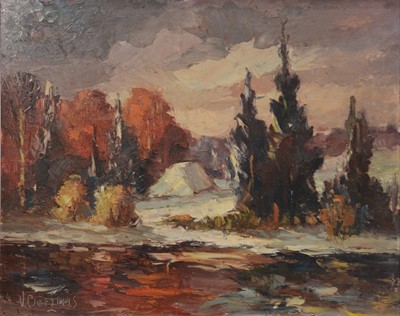 Lot 324 - V Berzins, Country landscape.