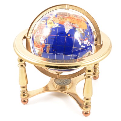 Lot 101 - Modern tabletop inlaid 'Gemstone Globe' by Aston Trading Ltd