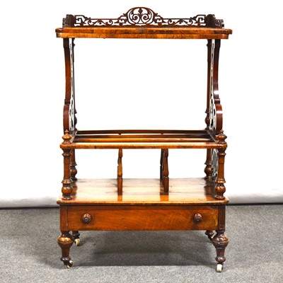 Lot 445 - Victorian burr walnut whatnot Canterbury