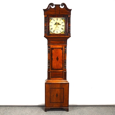 Lot 462 - Victorian oak and mahogany longcase clock