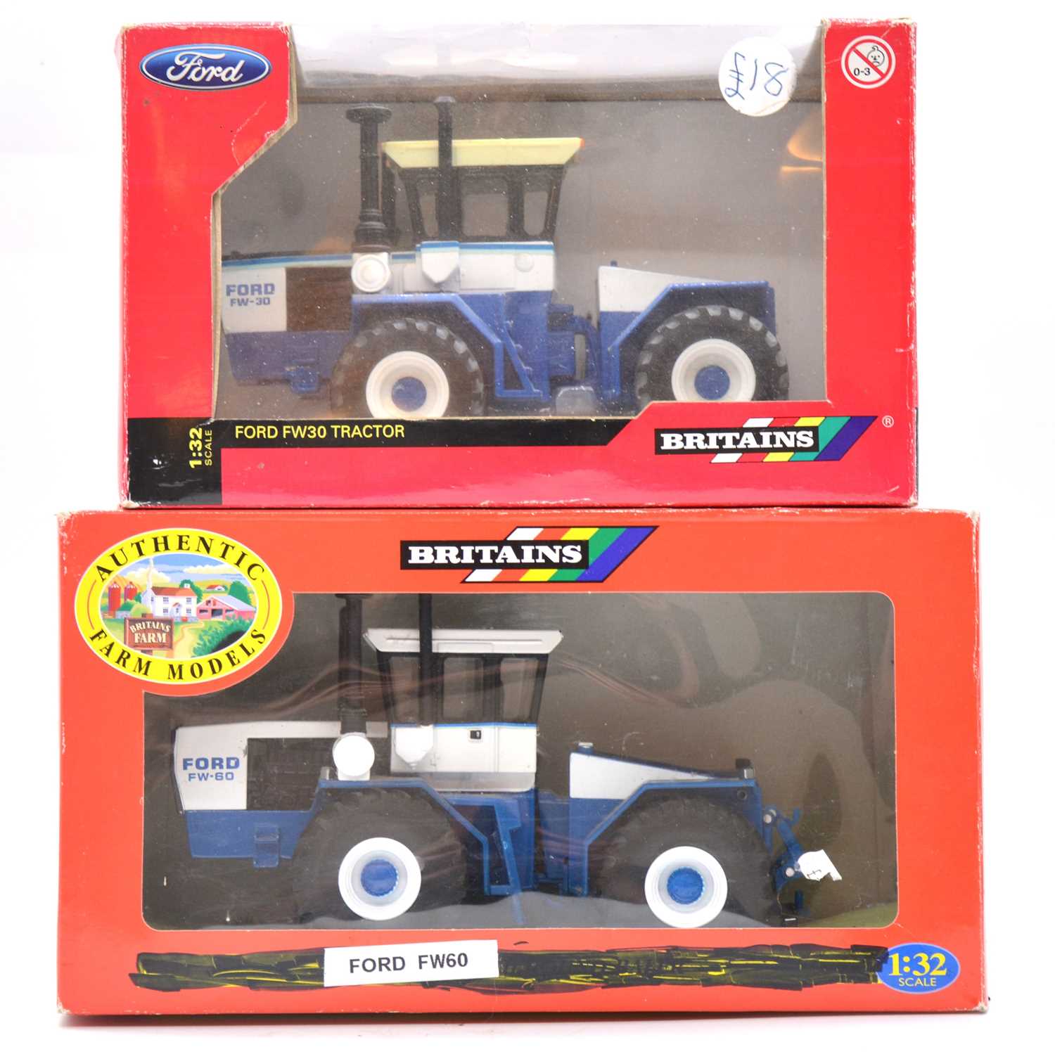 Lot 1225 - Britains tractor models, Ford FW-30 and FW-60.