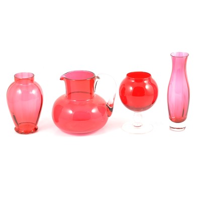 Lot 59 - Small collection of cranberry glass.