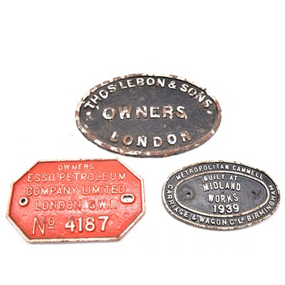 Lot 222 - Three Locomotive owners and workers cast iron plaques