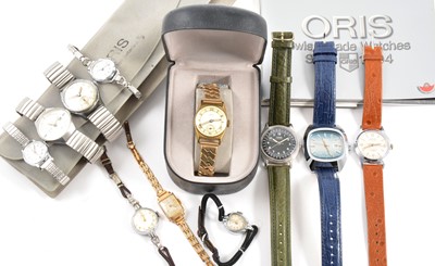 Lot 366 - Oris - fourteen vintage gentlemen's and ladies' wristwatches, and two brochures.