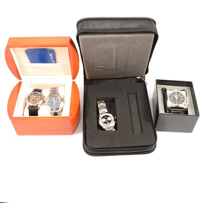 Lot 192 - Seven gentlemen's vintage wristwatches, and an MP3 digital recorder.