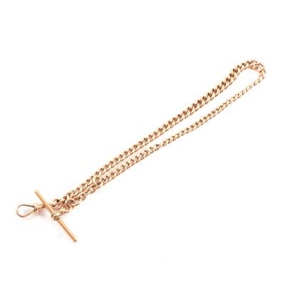 Lot 297 - A 9 carat yellow gold single Albert watch chain.