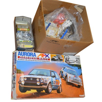 Lot 157 - Aurora AFX slot car racing set Daredevil Rally and Scalextric accessories, track.