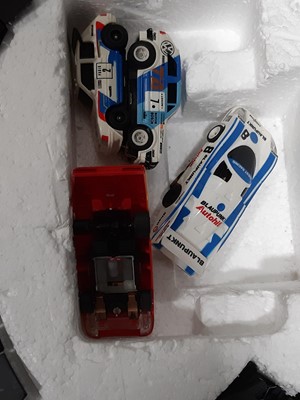 Lot 157 - Aurora AFX slot car racing set Daredevil Rally and Scalextric accessories, track.