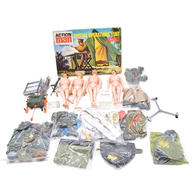 Lot 1306 - Action Man by Palitoy, a collection including four figures, clothing, accessories.