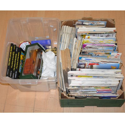 Lot 222 - Two boxes of mostly Meccano Magazines, die-cast books etc