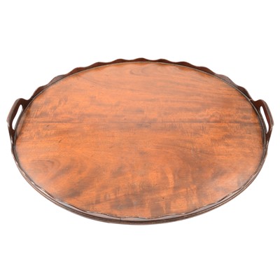 Lot 361 - A mahogany oval tea tray and a whip rack.