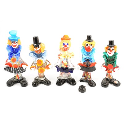 Lot 77 - Collection of ten small Murano glass clowns