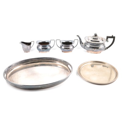 Lot 213 - Silver plated four piece tea set, etc.