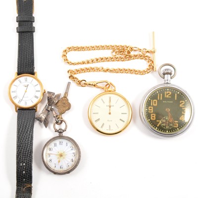 Lot 328 - Three pocket / fob watches and a Longines wristwatch.