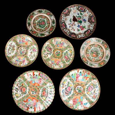 Lot 27 - Seven Chinese famille verte plates