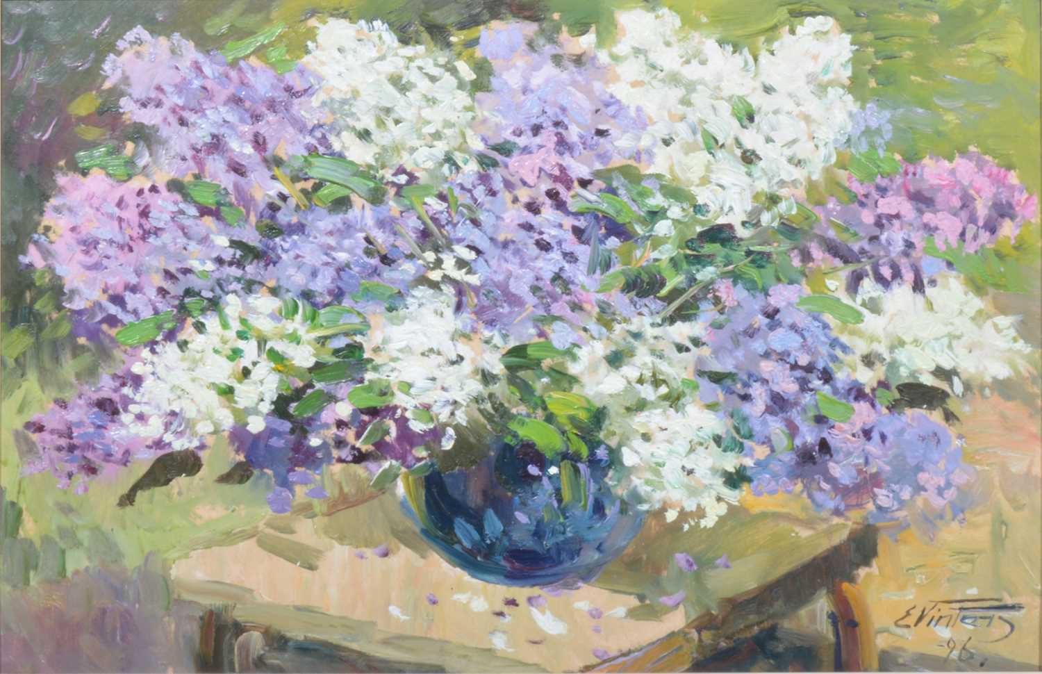 Lot 369 - Edgars Vinters, Still Life Of Lilacs.