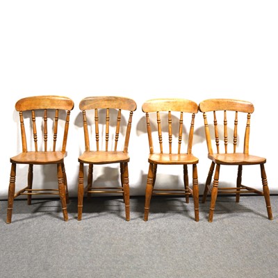 Lot 557 - Set of six elm and beech kitchen chairs