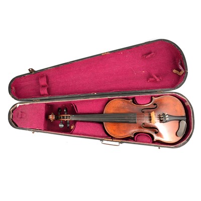 Lot 228 - Violin, two pieces back 14", labelled Ambroise de Comble