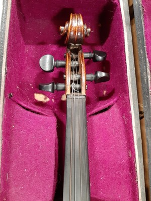 Lot 228 - Violin, two pieces back 14", labelled Ambroise de Comble