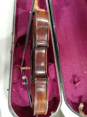 Lot 228 - Violin, two pieces back 14", labelled Ambroise de Comble