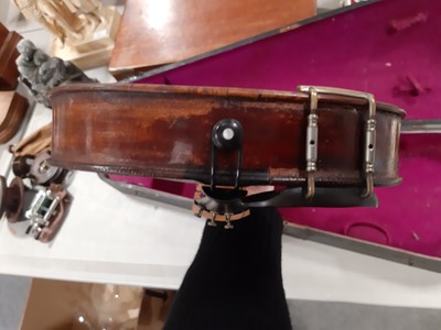 Lot 228 - Violin, two pieces back 14", labelled Ambroise de Comble