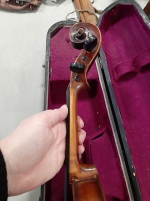 Lot 228 - Violin, two pieces back 14", labelled Ambroise de Comble