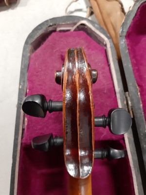 Lot 228 - Violin, two pieces back 14", labelled Ambroise de Comble