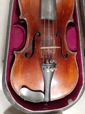 Lot 228 - Violin, two pieces back 14", labelled Ambroise de Comble