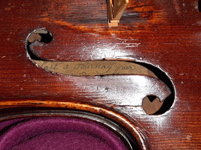 Lot 228 - Violin, two pieces back 14", labelled Ambroise de Comble