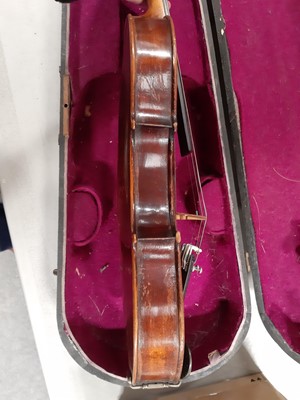 Lot 228 - Violin, two pieces back 14", labelled Ambroise de Comble