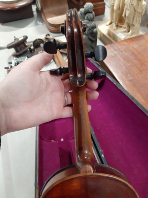 Lot 228 - Violin, two pieces back 14", labelled Ambroise de Comble