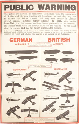 Lot 253 - Public Warning Aircraft Identification First World War Poster