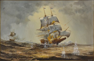 Lot 334 - R Mallett, Naval battle